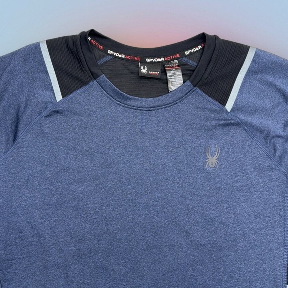 SPYDER Men’s Large Blue Black Long Sleeve Thermal Base Layer Shirt